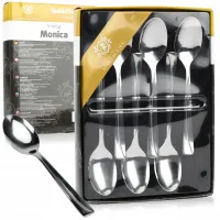 ŁYŻECZKI DO KAWY HERBATY CIASTA LODÓW SREBRNE KOMPLET 6 SZT STAL NIERDZEWA