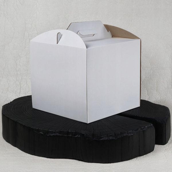 Karton pudełko na tort ciasto 24x24x35 cm BIAŁE opakowanie BARDZO MOCNE zdjęcie 4
