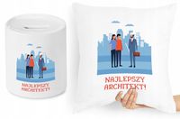 Dla Architekta Zestaw Poduszka + Skarbonka Prezent Z Nadrukiem Ze Zdjęciem