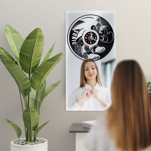 Zegar Ścienny z płyty winylowej na lustrze BAJKI 64 wzory 29x59cm na Arena.pl