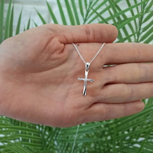 Zestaw komunijny krzyżyk i łańcuszek 45cm 925 Komunia Chrzest na Arena.pl