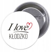 Przypinki buttony I LOVE KŁODZKO z grafiką TANIO