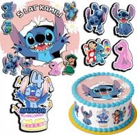 ZESTAW OPŁATEK NA TORT 30CM + 17 POSTACI - STICH STICZ + IMIĘ 24CM 26CM