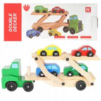 LAWETA DREWNIANY TIR CIĘŻARÓWKA Z ZESTAWEM 4 AUT