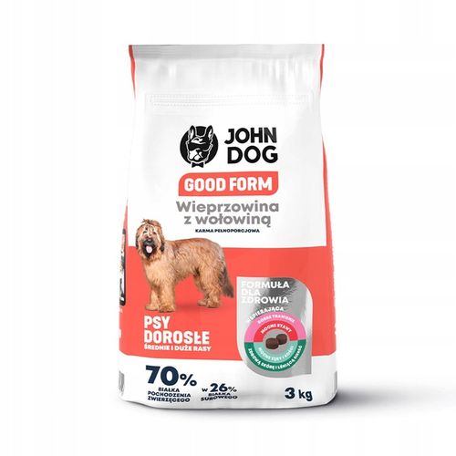 John Dog GOOD FORM ADULT Wieprzowina z Wołowiną 3kg Średnie i Duże Rasy na Arena.pl