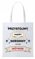 Torba Biała Eco Shopper Dla Inżyniera Prezent Z Nadrukiem Ze Zdjęciem