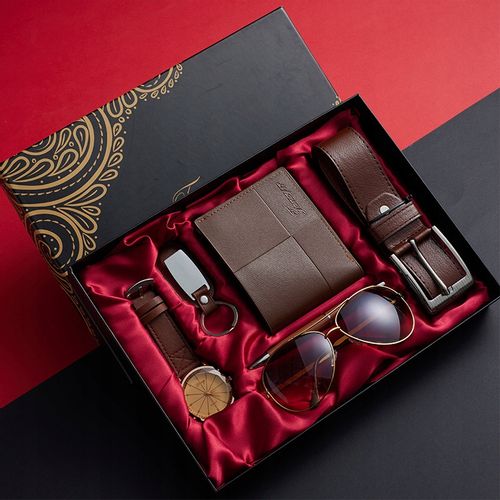 ZESTAW BOX PREZENTOWY MĘSKI PORTFEL PASEK ZEGAREK OKULARY PREZENT ŚWIĘTA na Arena.pl