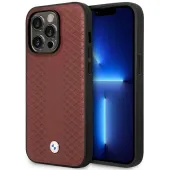Etui BMW Leather Diamond Pattern MagSafe na iPhone 14 Pro - burgundowe