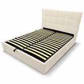 Łóżko tapicerowane 140x200 Modulo pojemnik wysoki zagłówek stelaż krem