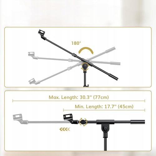 Statyw Podłogowy Do Mikrofonu Mikrofonowy Uchwyt Stojak Regulowany Ramię na Arena.pl