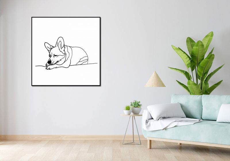 Plakat 100x100cm Śpiący Corgacz zdjęcie 4