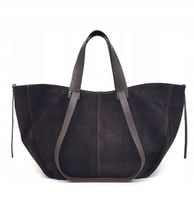 Torebka shopper zamszowa Vera Pelle skóra czekoladowa