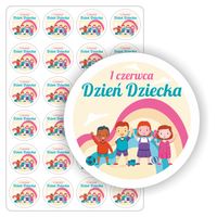 NAKLEJKI DZIEŃ DZIECKA szkoły przedszkola żłobka. prezent 24szt. 5cm
