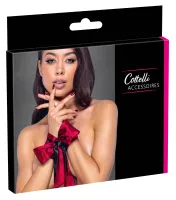cottelli collection szalik satynowy dwukolorowy 150 cm czerwono-czarny