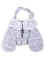 Rękawiczki chłopięce jednopalczaste ze sznurkiem szare 14 YOCLUB