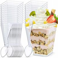 POJEMNIKI NA DESERKI PIRAMIDA Kubek na PRZEKĄSKI PUCHAREK DESEROWY + ŁYŻKI