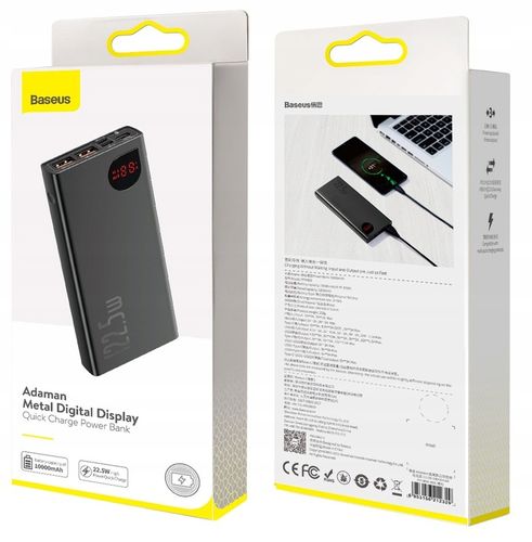 BASEUS POWER BANK 10000MAH 22.5W SZYBKIE ŁADOWANIE PD, 3 PORTY BEZPIECZNY na Arena.pl