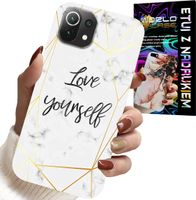 ETUI DO XIAOMI MI 11 LITE - BIAŁY MARMUREK W ZŁOTE RAMKI LOVE YOU