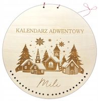 DREWNIANY KALENDARZ ADWENTOWY BAZA TABLICZKA Z GRAWEREM IMIĘ DZIECKA 30 CM
