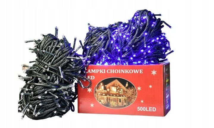 MOCNE NIEBIESKIE LAMPKI CHOINKOWE 500 LED ŚWIATEŁKA ZEWNĘTRZNE WEWNĘTRZNE zdjęcie 4