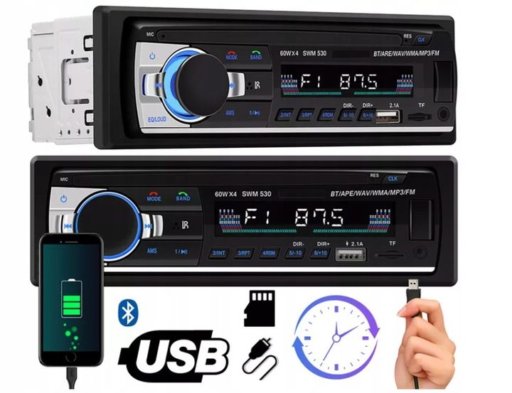 Radio Samochodowe 1DIN BLUETOOTH MIKROFON USB SD zdjęcie 5