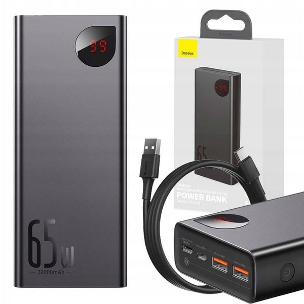 BASEUS POWERBANK 2x USB USB C micro USB 20000mAh 65W QC4.0 PD POWER BANK zdjęcie 1