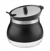 Cukiernica szklana z pokrywką i łyżeczką POLA tworzywo stal malowana proszkowo czarna