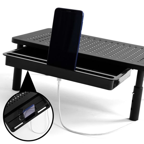 Podstawka pod monitor laptop NANKIN czarna + szuflada zdjęcie 14