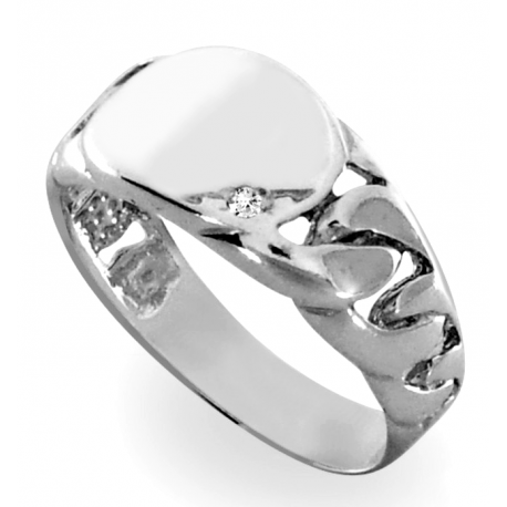 SREBRNY SYGNET Z CYRKONIĄ PRÓBA SREBRA 925 GRAWER GRATIS zdjęcie 1