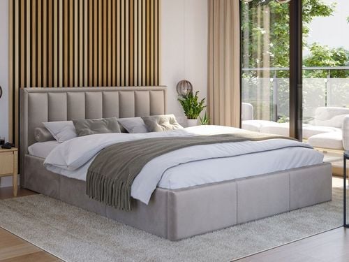 ŁOŻKO TAPICEROWANE MOON Z PODNOSZONYM STELAŻEM POJEMNIKIEM POŚCIEL na Arena.pl