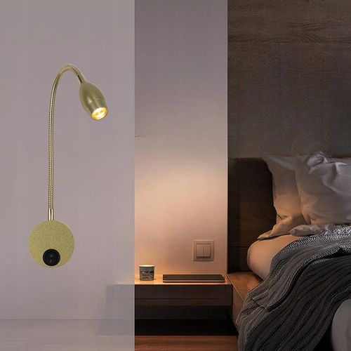 Złota lampka FLEXI nocna do czytania do sypialni Kiniet LED 3W Wobako na Arena.pl