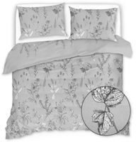 Pościel Z Mikrofibry 200X220 Szara W Kwiaty 20791