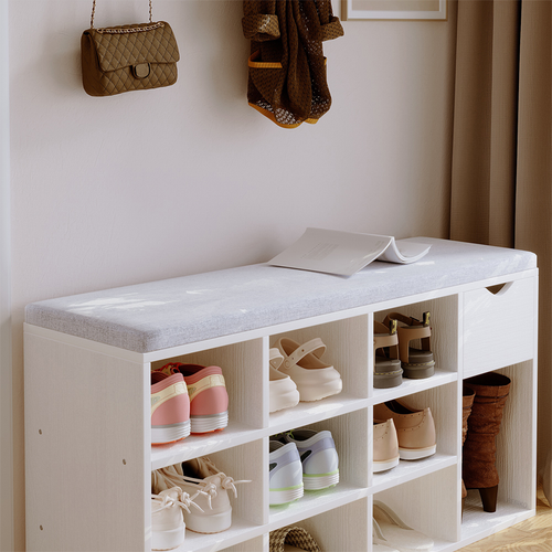 SZAFKA NA BUTY Z SIEDZISKIEM LOFT BIAŁA ŁAWKA PRZEDPOKÓJ NOWOCZESNA 100CM na Arena.pl