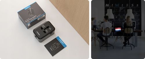 Przejsciowka adapter wtyczka angielska VOOMY, 1x USB-C & 1x USB-A, na Arena.pl