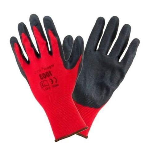 Rękawice poliester+lateks 10/XL czerwono-czarne na Arena.pl