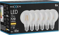 MEXEN VINTIS 6X ŻARÓWKA FILAMENT LED E27 G80 6W CIEPŁA 2700K 720 LM CLEAR