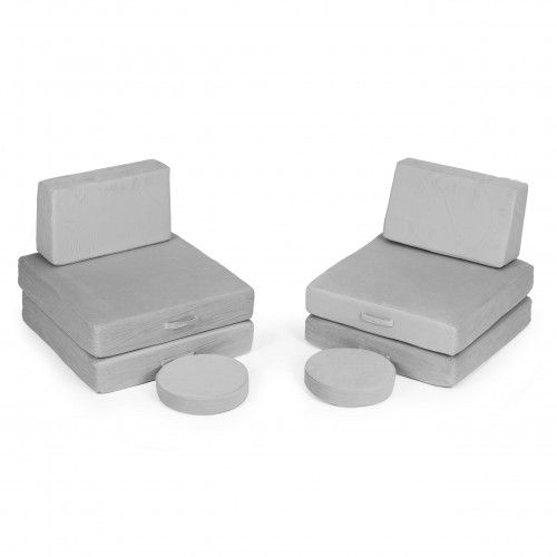 SOFA MODUŁOWA DZIECIĘCA ECOTOYS 8-ELEMENTOWA PIANKA SZARA na Arena.pl