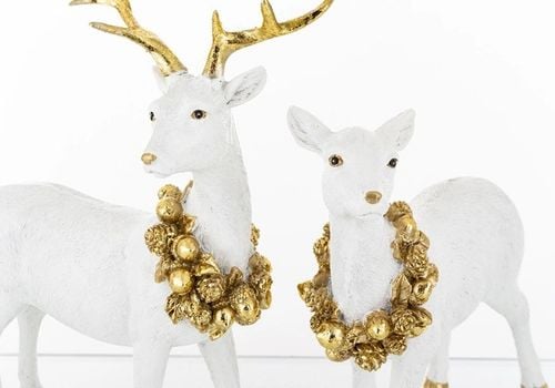 Figurka Jeleń Biała Świąteczna Dekoracyjna17x18x5cm i 22x17x8cm na Arena.pl