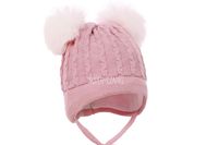 Pupill Ville czapka dla dziewczynki dwa pompony królik różowa 40-42