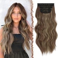 Włosy Doczepiane Faliste na Klipsy 50cm Brązowe 4 Sztuki Syntetyczne