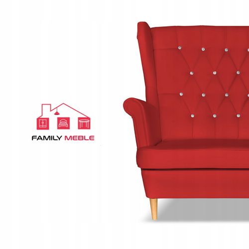 Sofa kanapa uszak Gaja ekoskóra skandynawska Family Meble czerwona na Arena.pl