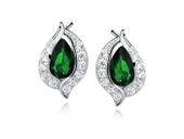 RODOWANE SREBRNE KOLCZYKI ŁEZKI SZMARAGD CYRKONIE