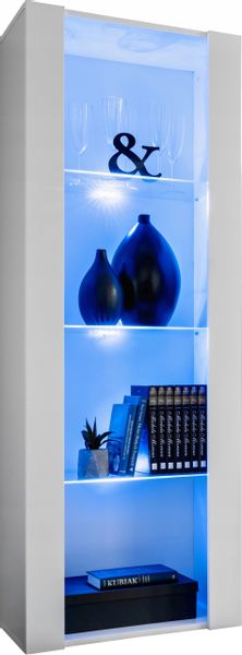 Regał do Salonu Przechowywania, Witryna Szklana Biały z LED zdjęcie 4