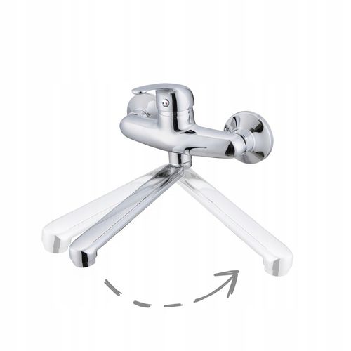 BATERIA UMYWALKOWA ŚCIENNA Z RUCHOMA WYLEWKA CHROM SREBRNA KOMPLET na Arena.pl