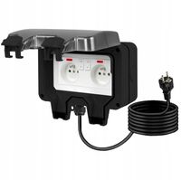 PODWÓJNE GNIAZDO ZEWNĘTRZNE ELEKTRYCZNE OGRODOWE WODOSZCZELNE 230V IP66