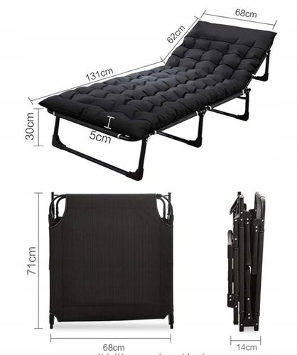 Łóżko Polowe Turystyczne Wędkarskie Leżak Składany z Materacem 194 cm na Arena.pl