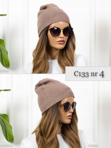 CZAPKA DAMSKA CIEPŁA wygodna Zimowa Beanie MODNA Wywijana brązowa KOLORY na Arena.pl