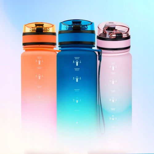 BIDON NA WODĘ 1L BUTELKA Z MIARKĄ MOTYWACYJNĄ TRITAN NIEBIESKO-ŻÓŁTA na Arena.pl