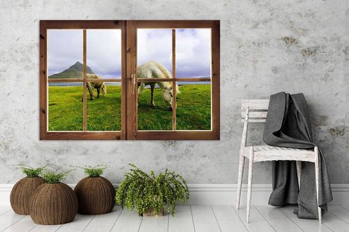 Deco Panel, Okno - widok na konie 60x40 na Arena.pl