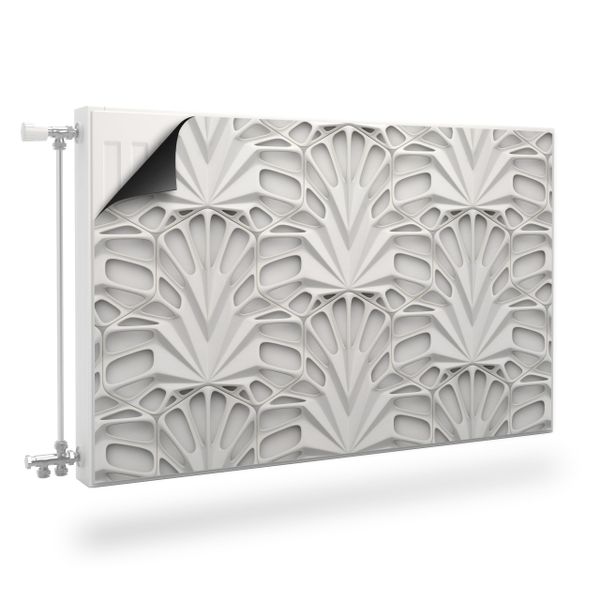 Mata MAGNETYCZNA Na Grzejnik Biała Abstrakcja 3D Ornamenty 110cm x 60cm zdjęcie 1